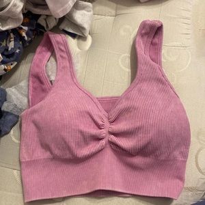 mauve ribbed sports bra